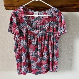 Womens Knox Rose Multi Color Floral Short Sleeve Blouse XL